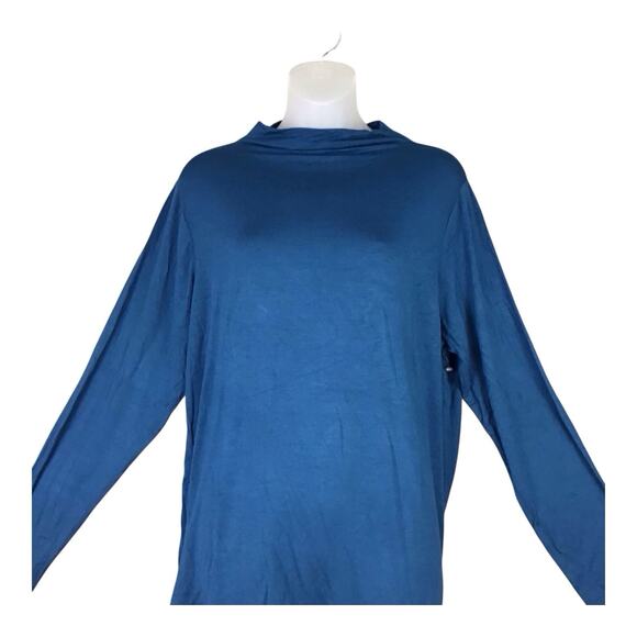Grace Woman Blue Mock Neck Long Sleeve Top Plus Size 1X Pullover Stretch NWOT - Picture 6 of 10